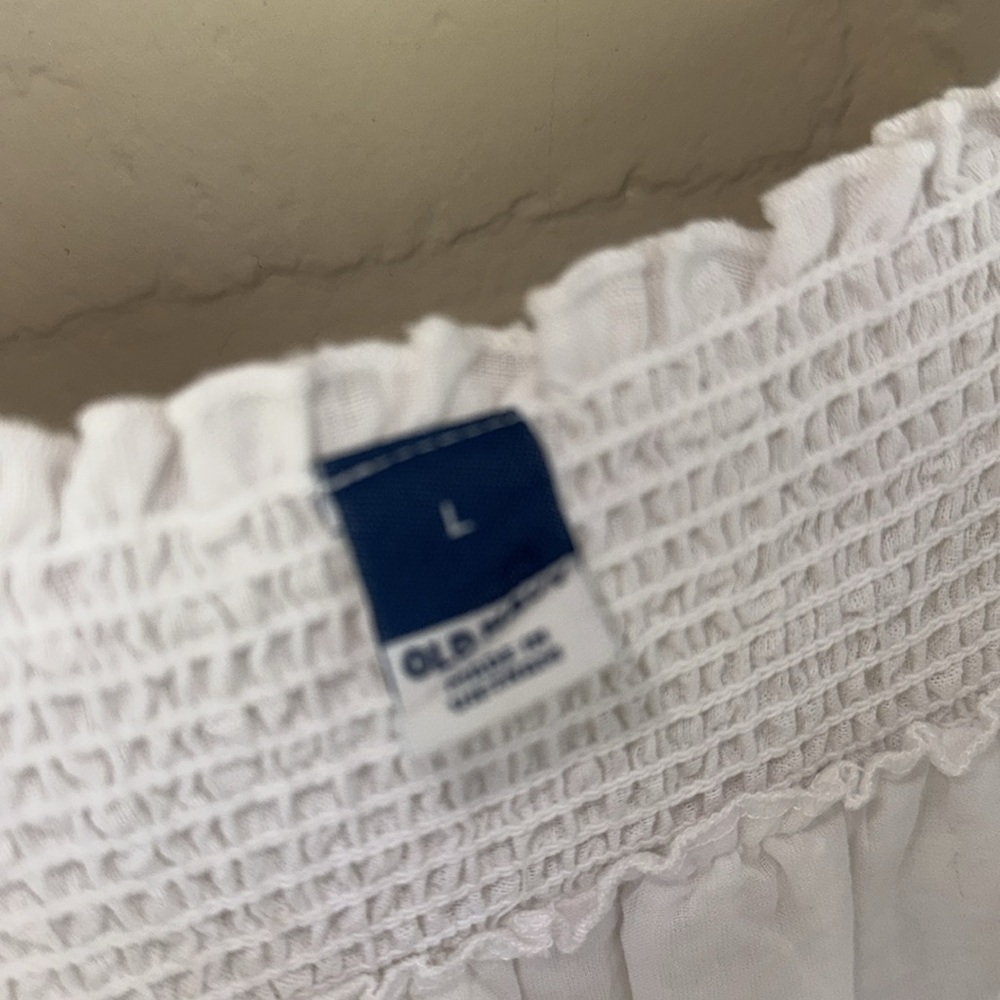 Old Navy White Sleeveless Sundress with Square Neck smocked Large NEW - Picture 4 of 6